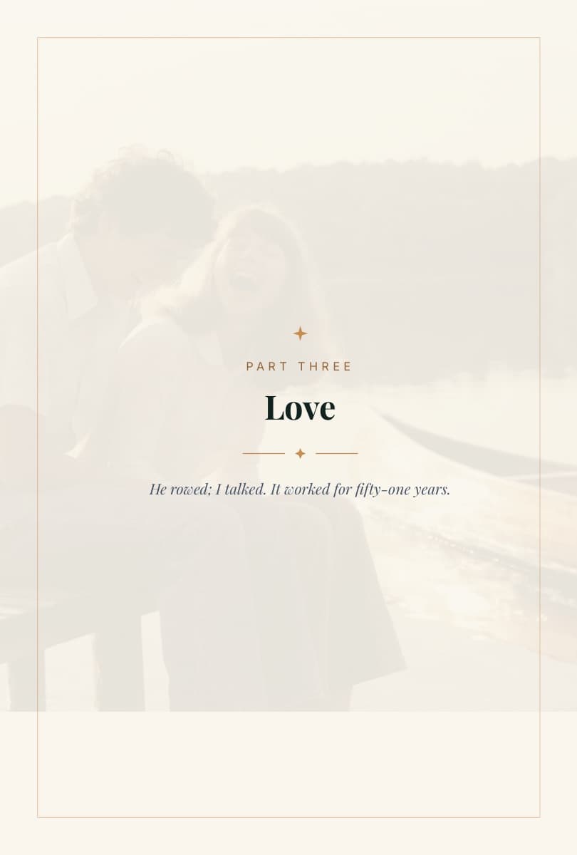 Chapter opener titled Love with a faded photograph behind the title